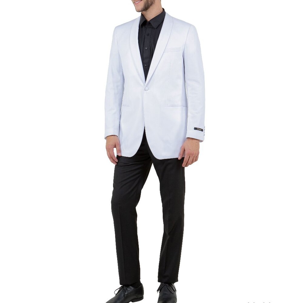 Solid White Shawl Lapel Dinner Jacket